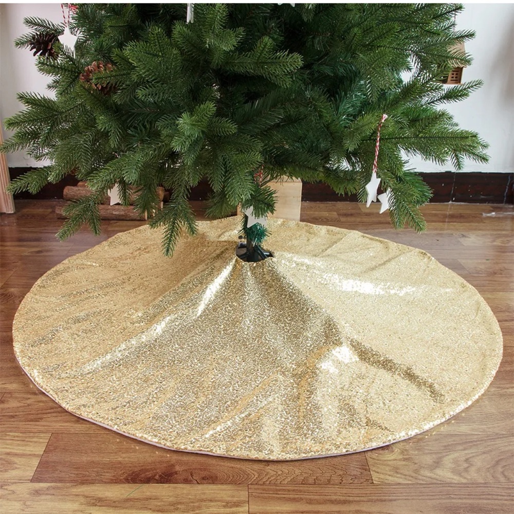 gold sequined
Christmas tree skirt new not tags.        #13